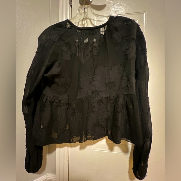 Aritzia Wilfred Black Blouse with Floral/Lace Detail - Picture 2 of 4